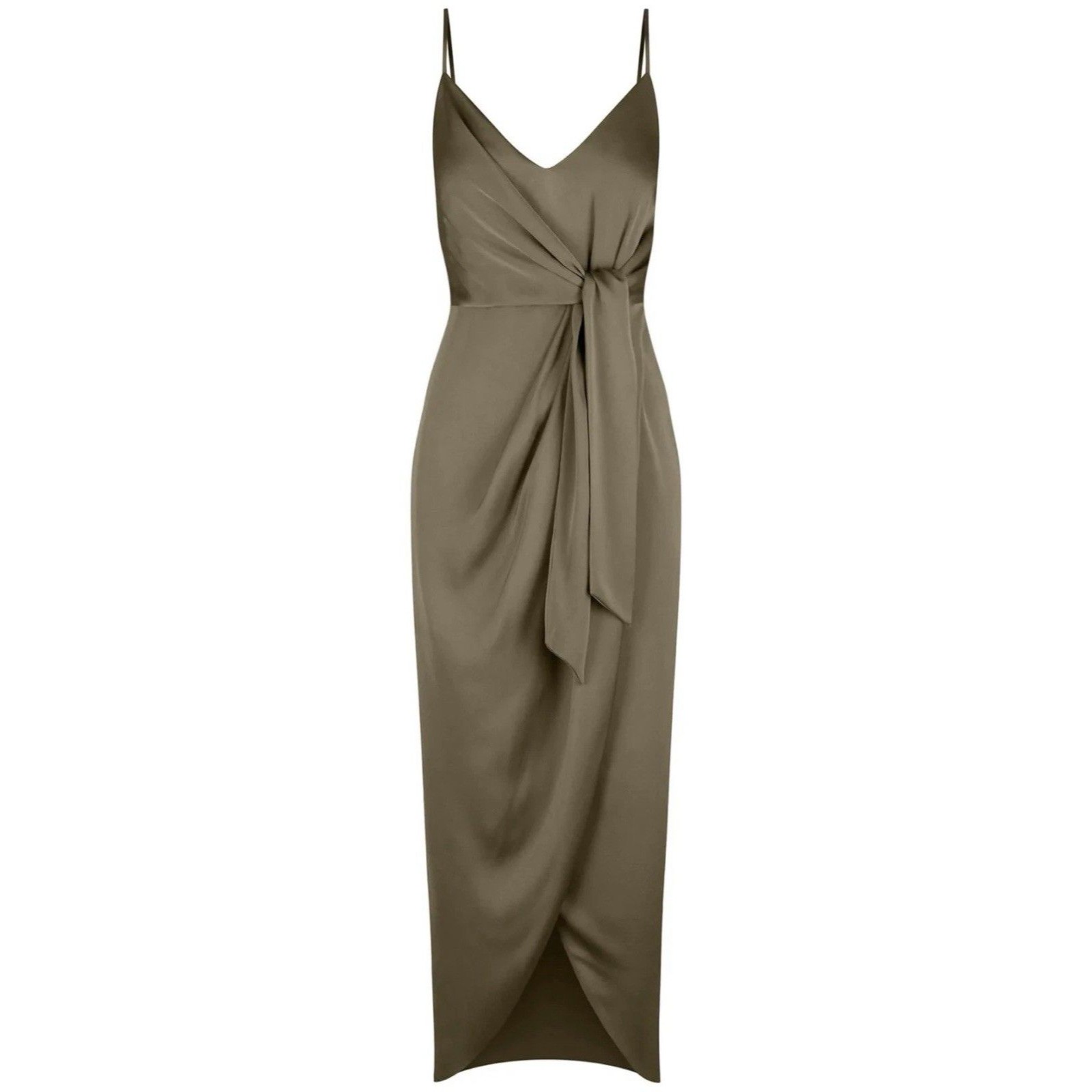 Shona Joy Luxe Tie Front Coctail Dress In Pine Sz 14 New